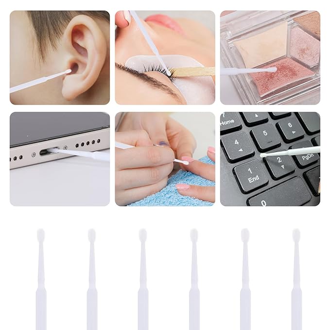 Tbestmax 1200 Pcs Micro Applicator Brush, Micro Swabs, Disposable Eye Lashes Mascara Wands for Eyelash Extension(White)