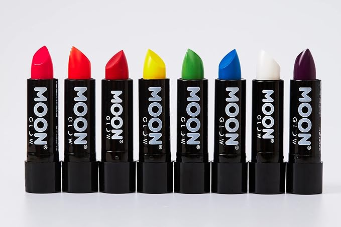 Moon Glow - Blacklight Neon UV Lipstick 0.16oz Set of 16 colours (Pastel & Intense) – Glows brightly under Blacklights/UV Lighting!