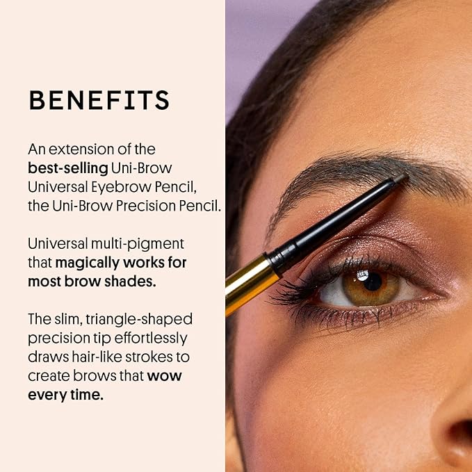 Winky Lux Uni Brow Precision Eyebrow Pencil, Dual Sided with Spoolie, Longwearing Waterproof Eyebrow Crayon, Define Ultra Fine Tip to Shape and Fill Brows, Brown, Blonde and Taupe Universal Shade