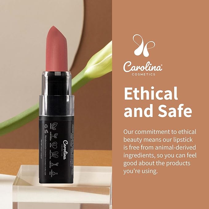 Plant-Based Moisturizing Lipstick - Japa Mala Shade 0.15oz- Hydrating with Cocoa Oil, Gluten-Free, Vegan, Non-GMO, Paraben-Free - Lightweight Cream Texture