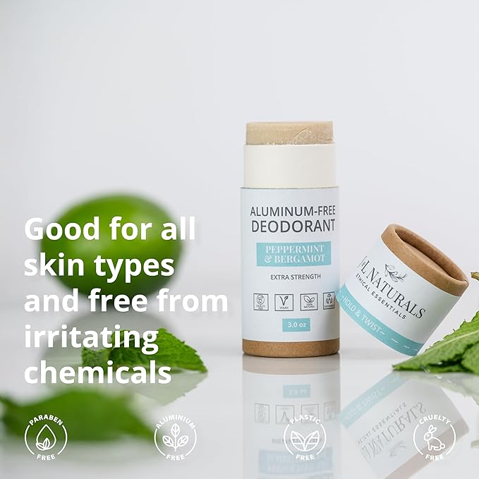 J&L Naturals Aluminum Free Deodorant for Men & Women | 100% Natural Ingredients With Coconut Oil, Shea Butter, & Essential Oils | Sustainable, Eco-Friendly (Peppermint & Bergamot, 3.0 Oz (Pack of 2))