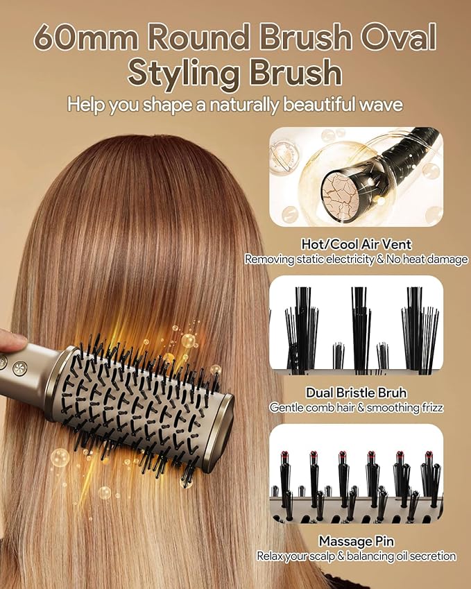 5 in 1 Hair Styler & Hair Dryer Brush, 110,000 RPM High-Speed Airwrap with Negative Ions for Frizz-Free Styling Fast Drying Curling Straightening Volumizing, Auto Wrap Hot Air Styler