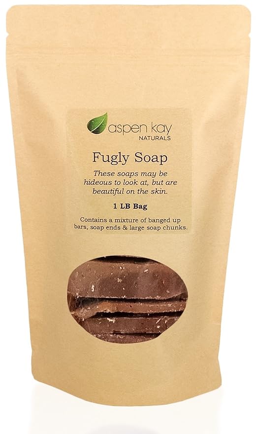 Aspen Kay Naturals - 1 Pound Bag of Fugly Soap, a Mixture of Dented & Imperfect Soap Bars, Soap Ends & Chunks. Natural & Organic Ingredients. (Oatmeal Milk & Honey)