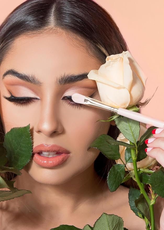 Tulip Day 24-Piece Makeup Brush Set - Soft Pink Design, Cruelty-Free Synthetic Bristles, Complete Face and Eye Brush Kit with Elegant Roll-Up Pouch - Ideal for All Makeup Lovers & Gift Giving