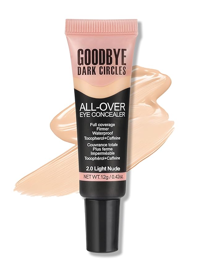 Erinde Under Eye Full Coverage Concealer, Color Corrector for Dark Circles, Fine Lines, Redness & Discoloration, Waterproof Natural Finish Dark Circles Under Eye Concealer, 02 Light Nude