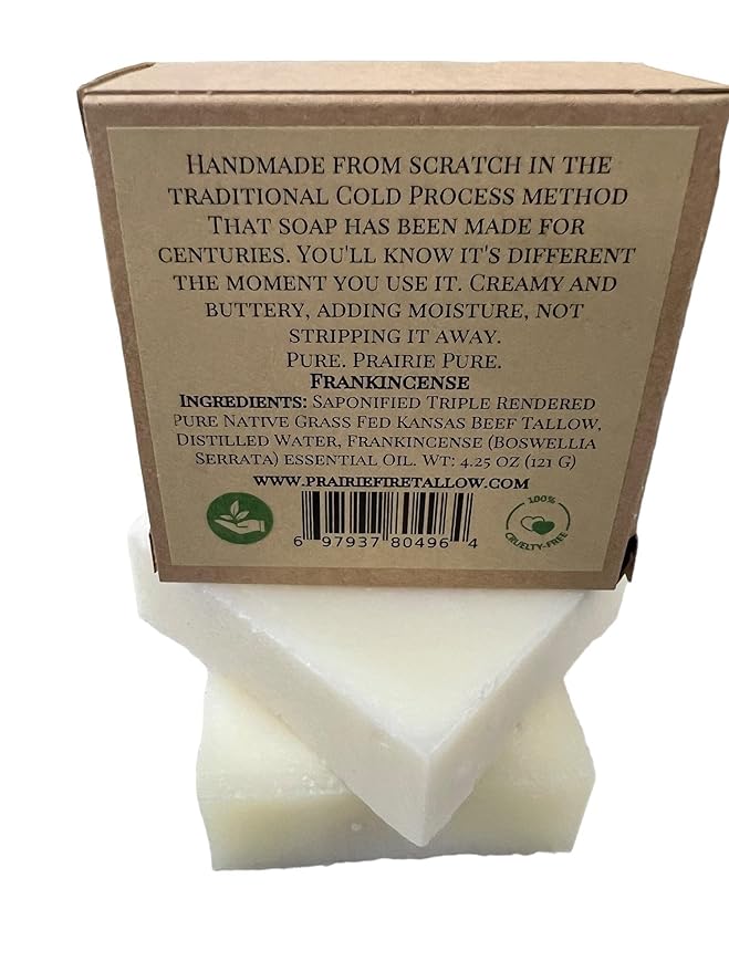 Pure Beef Tallow Soap Bar, (3 Pack) Grass Fed and Finished - Face, Body and Hair - Cleans, Moisturizes, Soothes, and Hydrates. Natural and Organic Orange