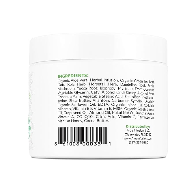 Aloe Infusion Aloe Vera Face & Body Cream – Natural Moisturizer for Dry, Sensitive & Irritated Skin – Hydrating, Non-Greasy Lotion with Shea Butter & Manuka Honey – After-Sun Care & Eczema Cream