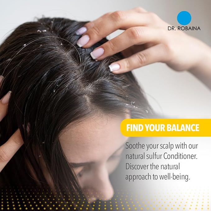 Dr. Robaina Sulfur Balsam Conditioner – Hydrating & Detangling Formula for Sensitive, Flaky or Itchy Scalp – Tea Tree & Shea Butter Blend – Color-Safe, Silicone-Free, 8 fl oz - Made in the USA