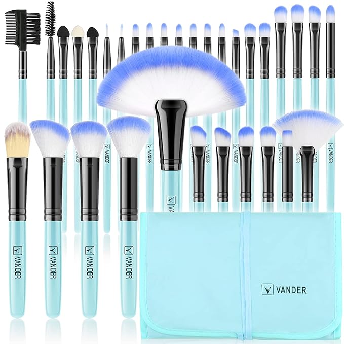 Make up Brushes, VANDER Professional 32pcs Makeup Brush Set, Makeup Brushes Set Foundation Blending Cosmetic Brush Set Kit,Blue