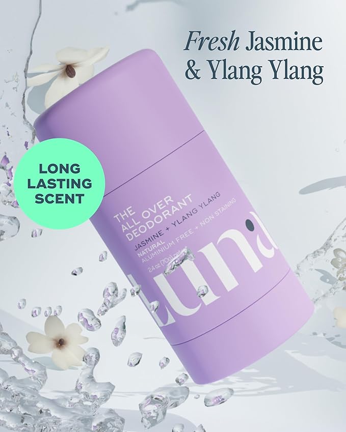 Luna Daily The All Over Deodorant™ Stick | Natural Body Deodorant for Women | pH-Balanced, Aluminum-Free & Non-Staining | Fresh Jasmine & Ylang Ylang | With Hyaluronic Acid & Prebiotics, 2.4 oz
