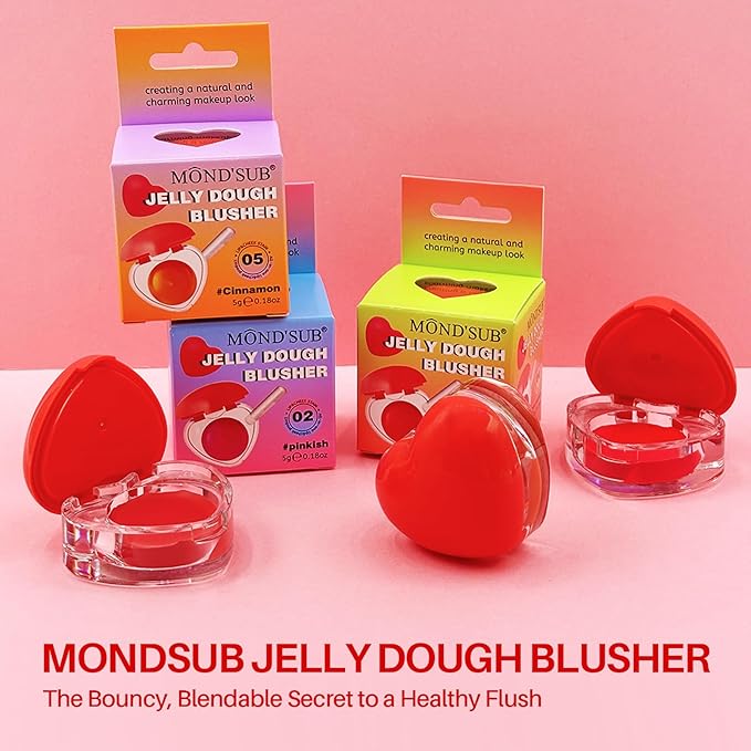 MONDSUB Jelly Cream Blusher #04 Rose MadderCream Hybrid Blush, Creamy & High-Pigment Formula, Use for Cheeks & Eyes, Long-Lasting Rose Red, Skin-Loving Ingredients, 0.18oz