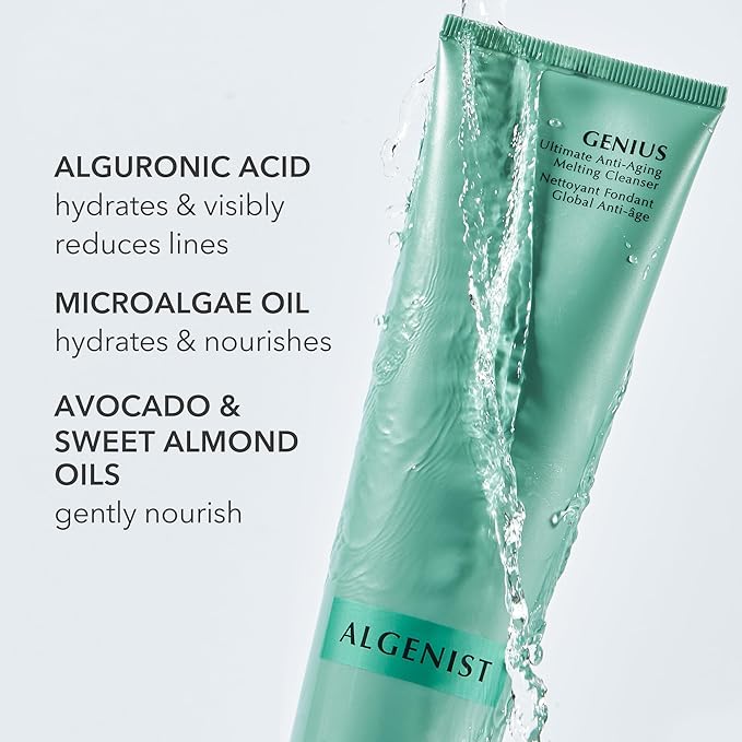 Algenist GENIUS Ultimate Anti-Aging Melting Facial Cleanser - Milky Cleansing Oil + Makeup Remover with Avocado Oil, Alguronic Acid and Microalgae Oil - Nourishes Skin + Improves Radiance (150ml)