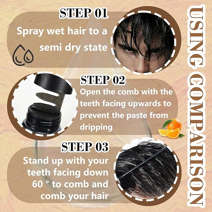 Mens Hair Styling Gel Kit with 2 Combs,Mens Grooming Fluffy Hair Salon Gels Wax Set,Moisturizing Long Lasting Non-Greasy Fast Build Hair Wax for Men