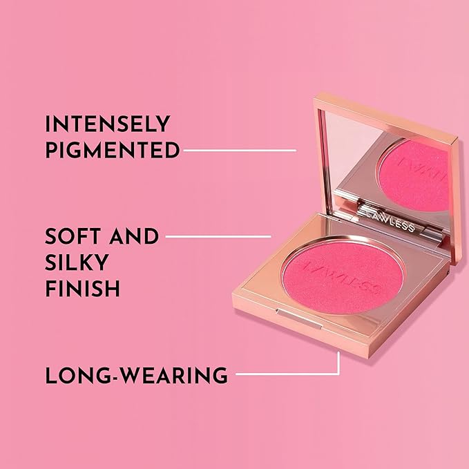 LAWLESS Make Me Blush Talc Free Velvet Blush, Watermelon, Pink, 0.18 Ounce