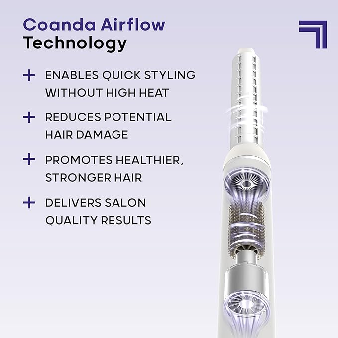 Sharper Image Revel 6-in-1 Airflow Hair Styler – Ionic Multi-Styler with Curling Wand, Detangler, Volumizing & Smoothing Brushes| Air Wrapping Styling Tool| Hot Brush| Straight & Curly Hair Product