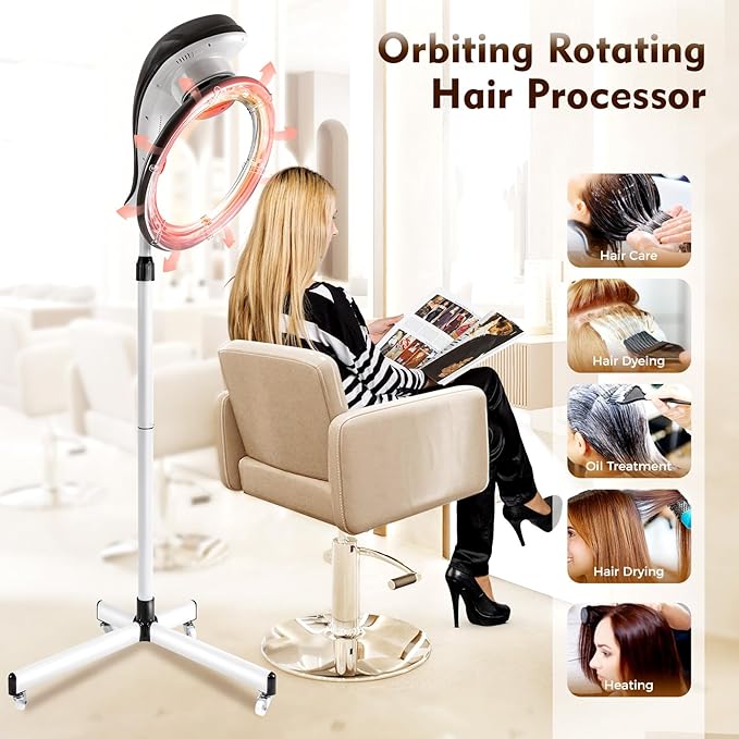 Multifunction Stand Hair Dryer, 950W Free-Stand Hair Dryer Color Processor Drying Perming Machine Orbiting Rotating Hair Perm Salon Styling