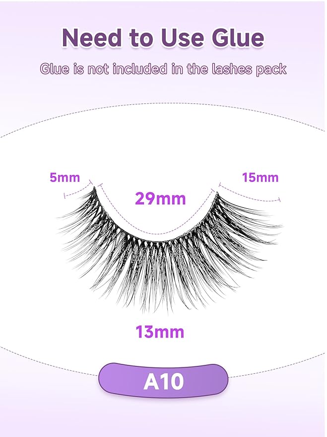 Lashes Cat Eye15mm Wispy Eyelashes Thin Band False Eyelashes 3D Volume False Lashes Soft Strip Lashes Pack C Curl Natural Eyelash Fake Lash 10 Pair EVENTILL