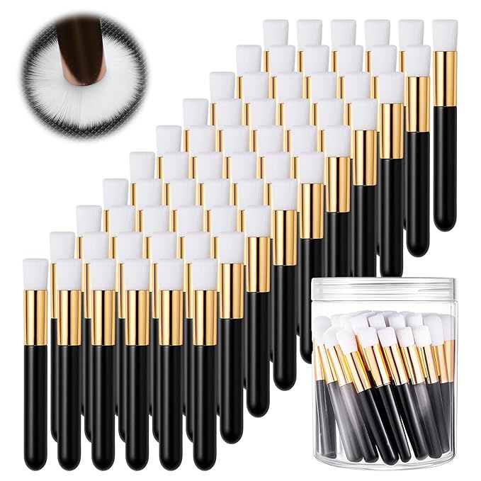 60 Pack Lash Brushes for Cleansing, Ultrafine Soft Bristles Shampoo Brush Makeup Brushes for Eyelash Extensions Lash Bath Nose Pore Deep Cleaning Brush Blackhead Remover Tool with Container - Black