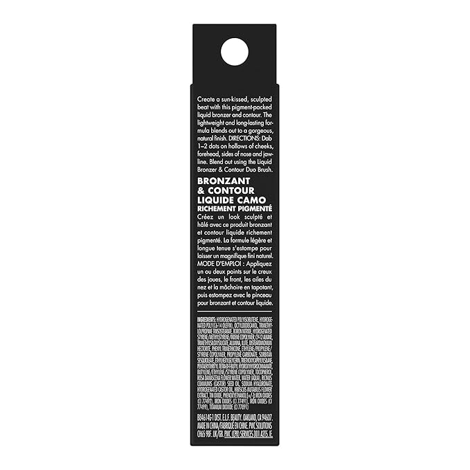 e.l.f. Camo Liquid Bronzer & Contour, Silky Highly Pigmented Formula, Creates a Long-Lasting Bronzed Glow & Natural Look, Vegan & Cruelty-Free, 6 Tan