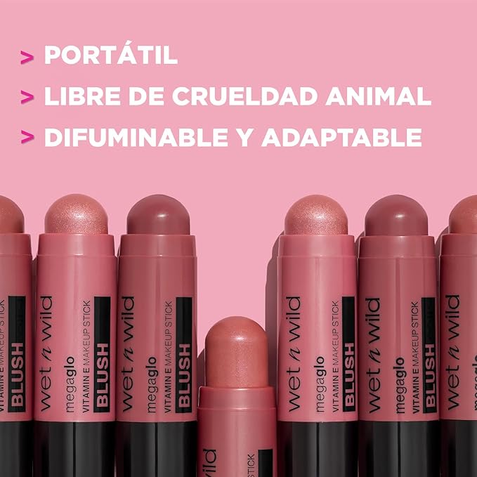 wet n wild MegaGlo Makeup Stick, Buildable Color, Versatile Use, Cruelty-Free & Vegan - Current Jam