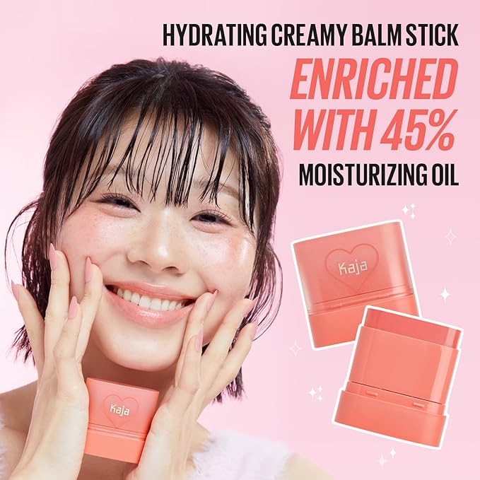 KAJA Cheek & Lip - Dewy Bar 03 Peach Cobbler | Creamy Blusher and Balm Multi-Stick, 45% Moisturizing Oil, Apple Extract, Vitamin-Hyaluronic Acid Infused, High Shine, Non-Sticky, Easy Blending, 10g