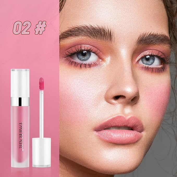 Liquid Blush Cream Blush Makeup, Pigmented, Lightweight, Breathable, Sheer Flush, Waterproof, Long-Wearing, Natural-Looking Dewy Cheek Tint (Cold Rose 02)