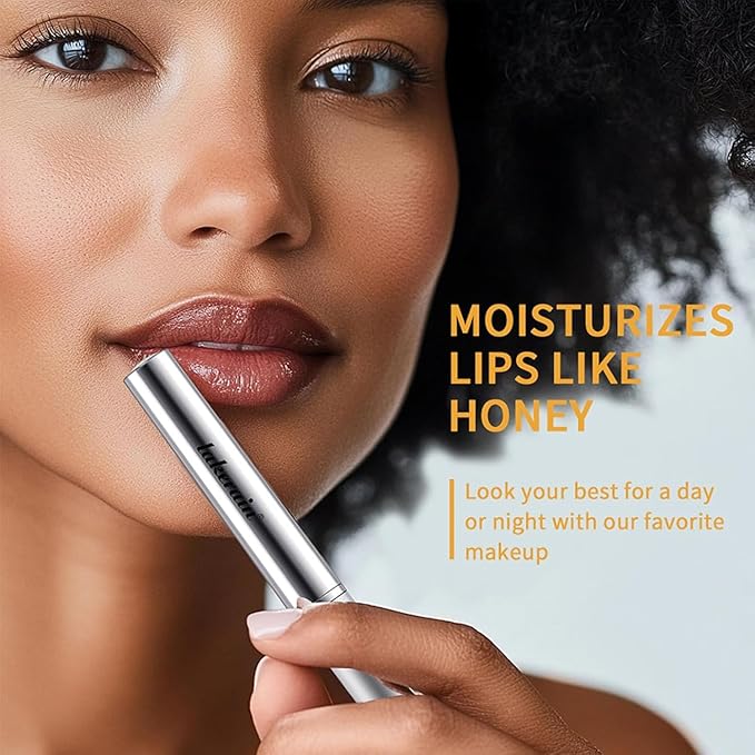 2PCS Honey Lipstick Tinted Lip Balm-Sheer Hydrating Lipstick for All Skin Tones-Moisturizing Lip Color, Nourishing Lip Balm with a Hint of Natural Black Cherry Tint (Black & Pink)