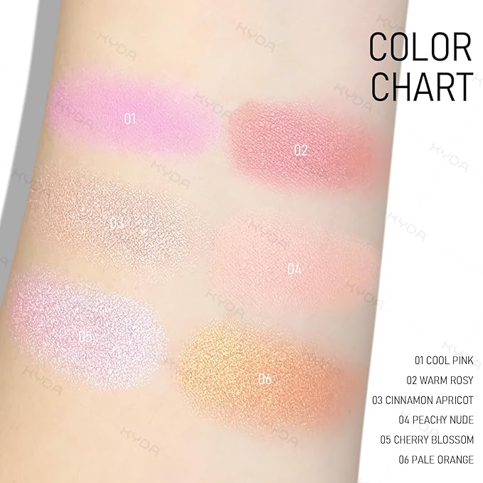 KYDA Peach Matte Gradient Blush, Gradient Light Apricot Peach Color, Ultra-fine Matte Powder Blush, Soft Buildable Cheek Color, Lightweight Smooth, Multiuse Blusher Compact