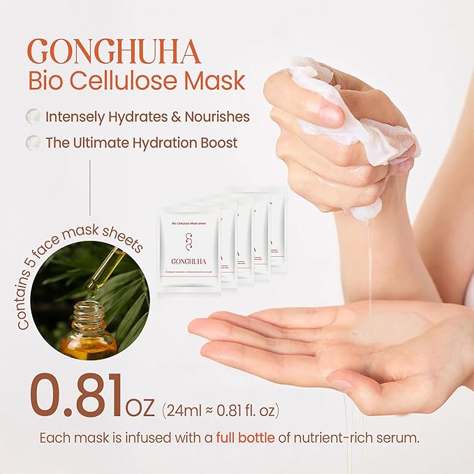 Korean Bio Cellulose Face Mask Sheet for Deep Hydrating, Soothing, and Refreshing Skin – Facial Mask for Women and Men, Self-Care Sheet Mask for All Skin Types (5 Sheet)