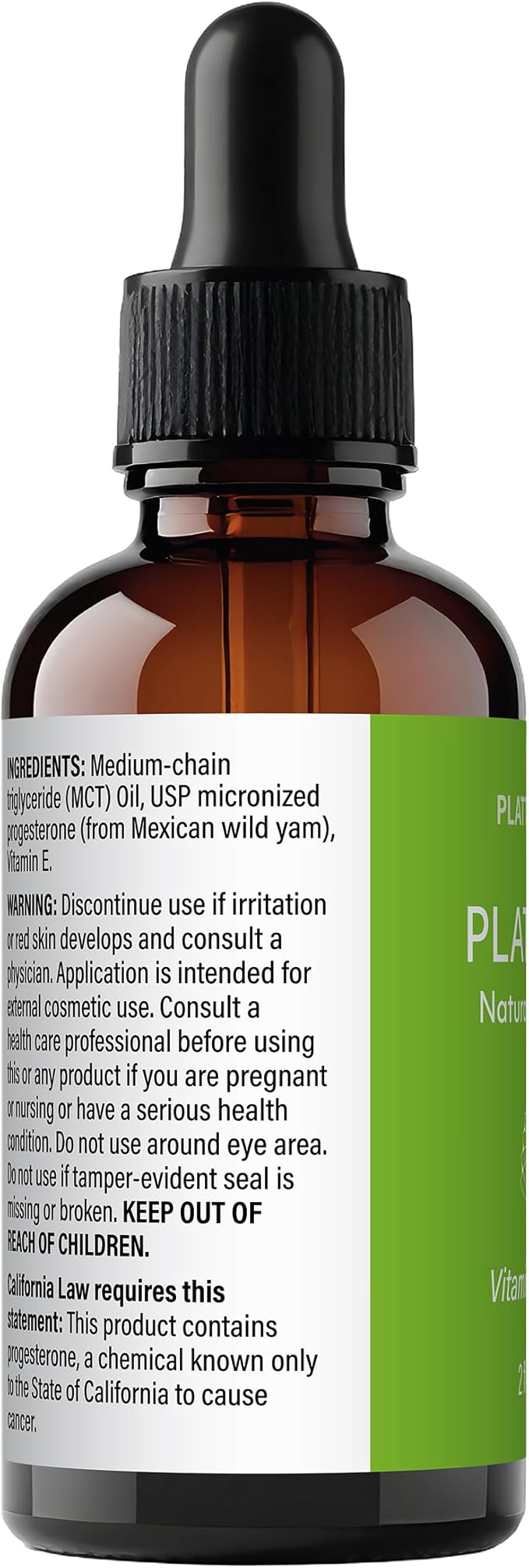 Platt Wellness Platt Pro Natural Balance Oil – 2 oz Bio-Identical USP Progesterone + Vitamin E in MCT Oil Base for Hormonal Balance – Soy-Free, Paraben-Free, Made in USA