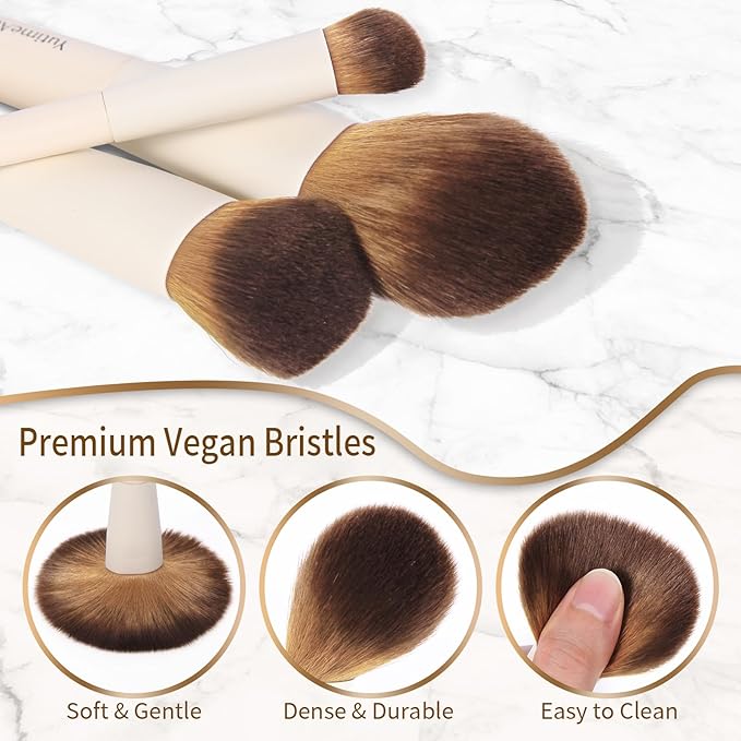 Makeup Brush Set 10pc, Dual-Ended Makeup Brushes For Bronzer, Contour, Eyeshadow, Blush, Concealer & Foundation Application