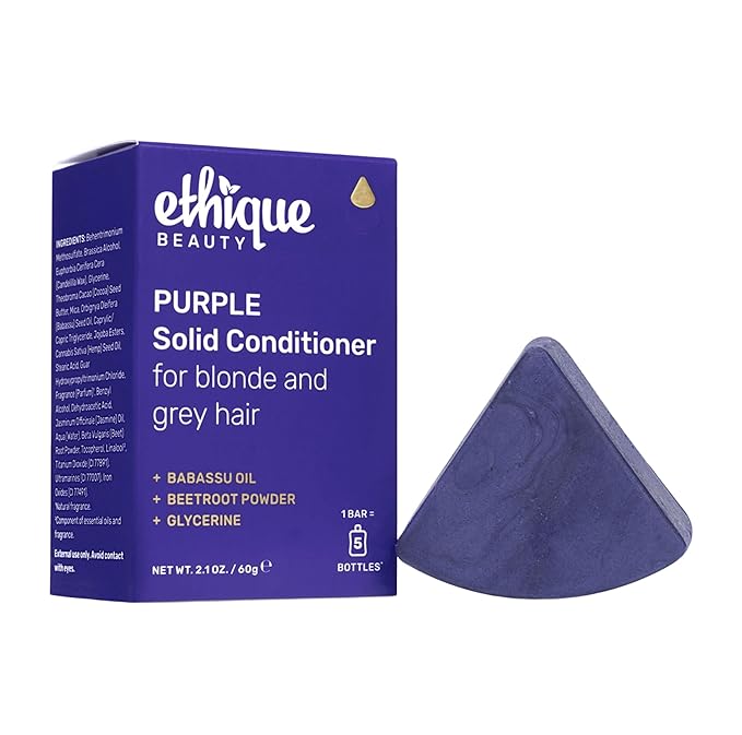 Ethique Purple Conditioner Bar for toning brassy hair - Plastic-Free, Cruelty-Free, Vegan, 2.12 oz - Formerly Tone it Down