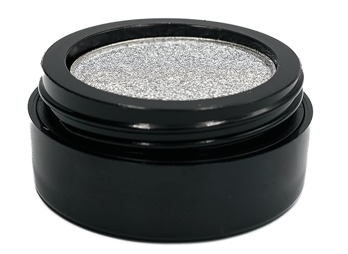 Bright Cool Silver Grey Glitz Shimmering Metallic Pressed Powder Single Vegan Eyeshadow; Talc, Paraben & Cruelty Free