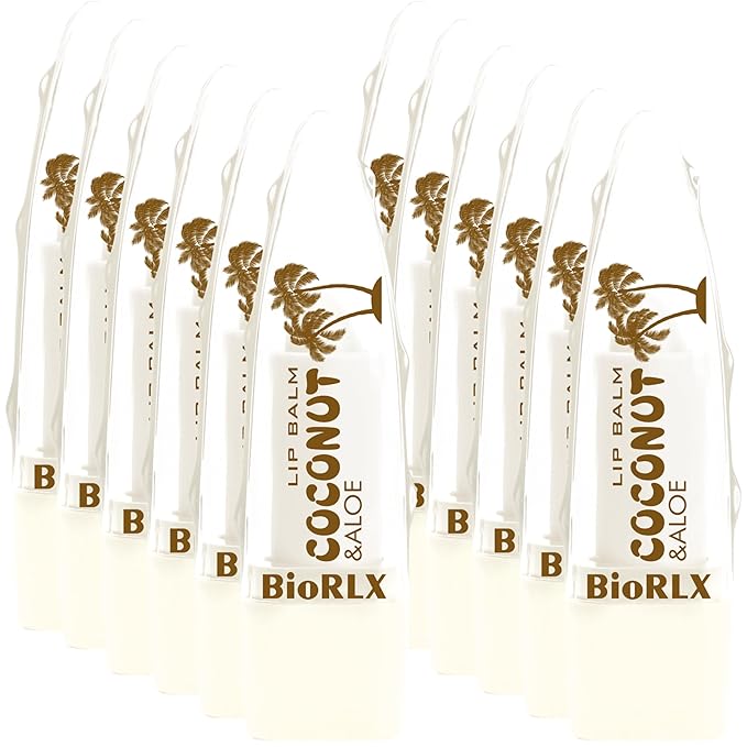 BioRLX 99% Purity Aloe Vera Lip Balm - Natural Moisturizing Unisex Lip Care for Hydrated and Radiant Lips (Coconut Oil, 0.12 Ounce (Pack of 2))