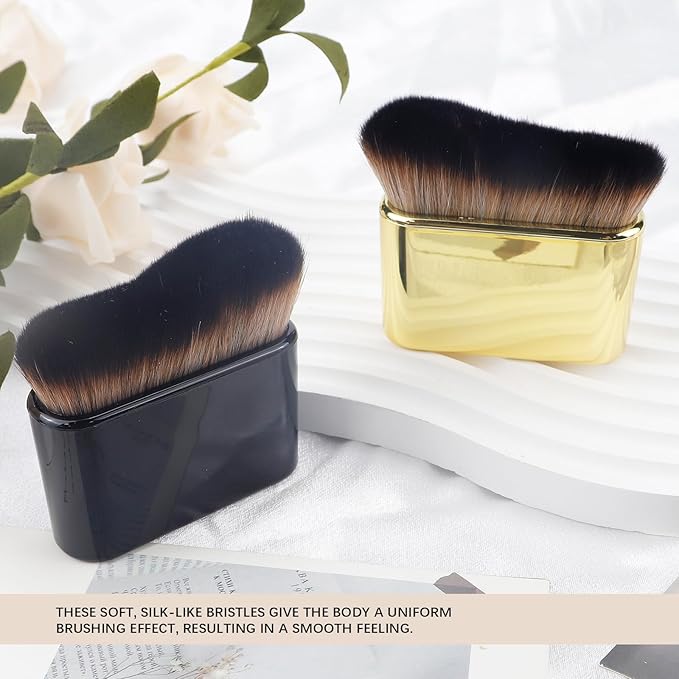 2pcs Self Tanner Brush Body Makeup Brushes Liquid Foundation for Self Tan Brush Self Tan Applicator Face Neck Body Leg Tanning Makeup (Gold+Black)