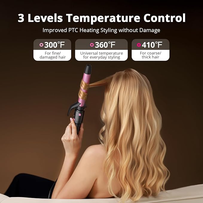 5-in-1 Rotating Curling Iron Set,Automatic Hair Curler with 5 Ceramic Barrels (3/4,1,1.25 Inch) | Fast Heating, Dual Voltage for Long-Lasting Curl Styling/Beach Wave