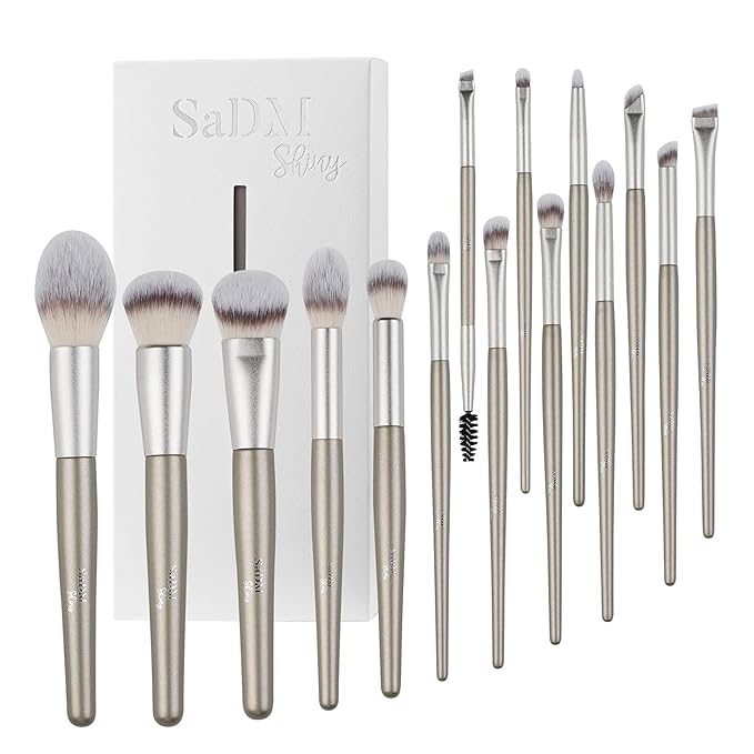 15 Pcs Makeup Brushes Set Vegan Foundation Concealers Blush Eyeshadow Eyeliner Powder Highlighter Blending Face Brush Set