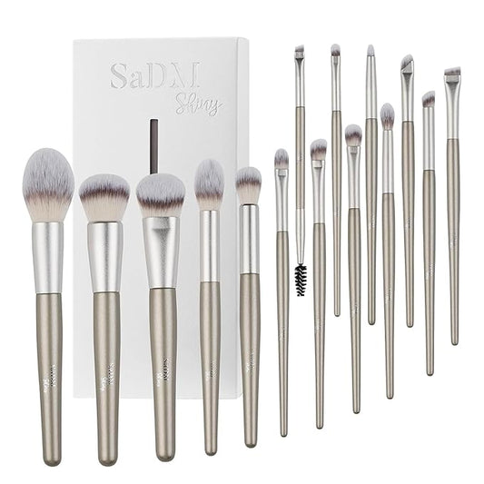 15 Pcs Makeup Brushes Set Vegan Foundation Concealers Blush Eyeshadow Eyeliner Powder Highlighter Blending Face Brush Set