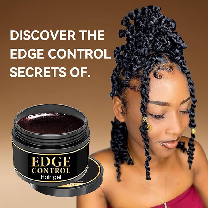 Strong Hold Edge Control Gel for Black Women, Edge Control Wax Hair Gel, Hair Braiding Gel Non-greasy Edge Wax Styling Tamer Natural Formula, Non-Flaking, No White Cast, Long Lasting