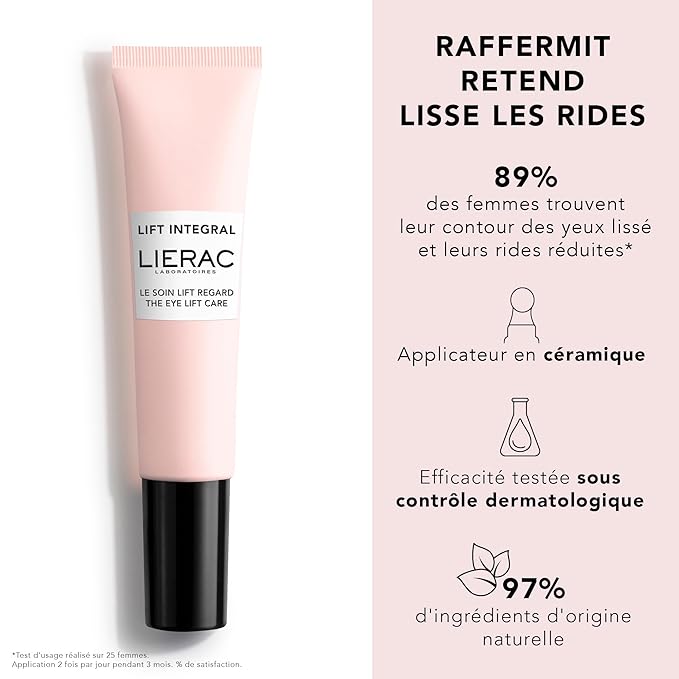 Lierac Lift Integral Under Eye Cream for Dark Circles - Firming Solution with Hyaluronic Acid, Collagen, Elastin, Tightens & Smoothes Wrinkles, Eye Cream for Wrinkles & Sensitive Skin - 15ml