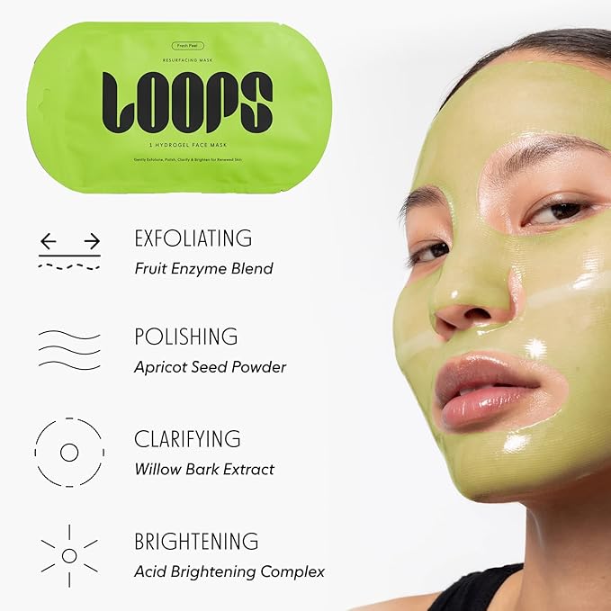 LOOPS Beauty St James Variety LOOP Set - Hydrogel Korean Face Mask for Every Skin- Four Collagen Face Masks and Eye Mask for Detoxifying, Repairing, & Rejuvenating