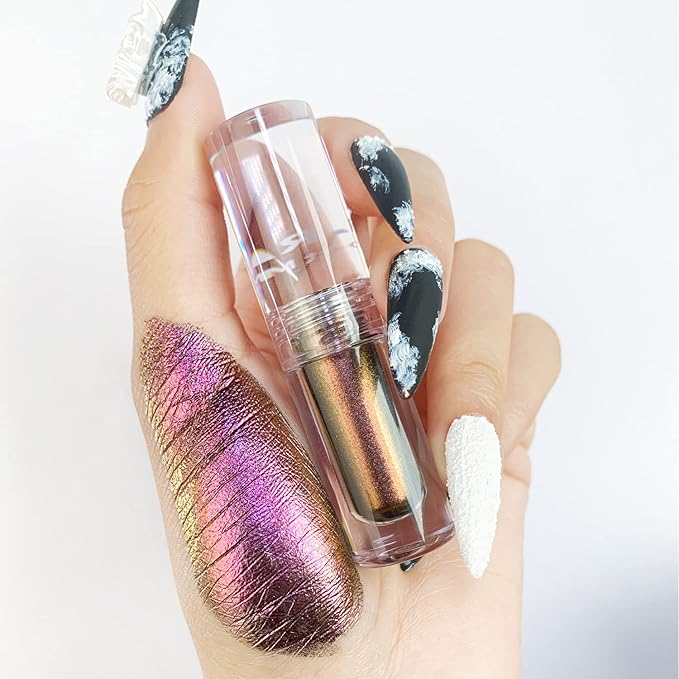 CHARMACY Liquid Duochrome Eyeshadow, Multi-Dimensional Eye Looks, Long Lasting Glitter Eye Shadow Sets Metallic Pigments, Quick Drying, Sparkling Shiny Eye Makeup for Beginners, 1.6g (#19)