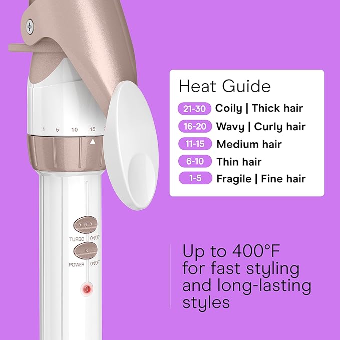 Conair Double Ceramic 1 ¼-Inch Curling Iron with Claw Clip, 1 ¼ -Inch Barrel Creates Loose Curls, Hair Curler for Use on Medium & Long Hair, White/Rose Gold