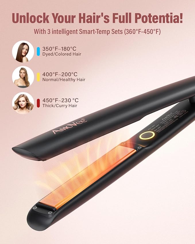 2 in1 Hair Straightener and Curler,15s Fast Heating Ceramic Flat Iron,Dual Voltage Hair Iron for Silky Smooth Hair,Suitable for All Hair Types