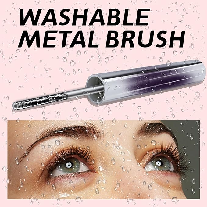 2PCS Iron Wand Mascara, 2025 New Black Washable Metal WandMascara, 3D Curling Iron Wand Fiber Lash Mascara Extension Super Volume Eyelash Non-Clumping Smudge-Proof Long Lasting (Black)