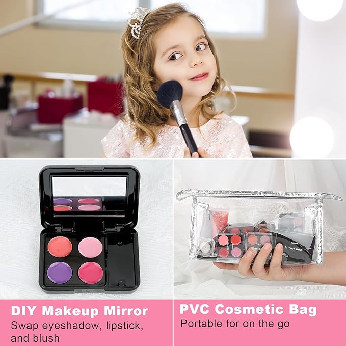 Anpro All-In-One Makeup Kit with Carry Case, Pro Teen Makeup Set, Girls Makeup Kit for Teens Tween Women, Full Starter Cosmetics Kit with Brushes, Lipsticks, Eye Shadows Palette, Blushes, Glitter Gel
