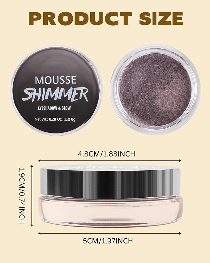 Shimmer Cream Eyeshadow, Ultra-Blendable Glitter Eye Shadow with Moisturizing Formula, Waterproof Long Lasting & Highly Pigmented, Single Creme Eyeshadow Pot Highlighter Makeup for Women-08#Nude Pearl