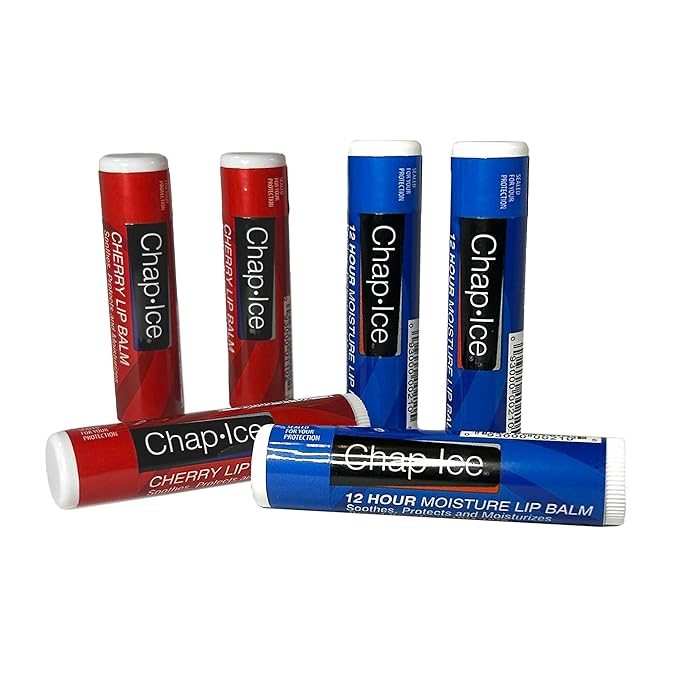 Chap-Ice Full-Stick Traditional Lip Balm with SPF - 6 count (6 Count, Cherry (SPF-4) & Moisture (SPF-15))