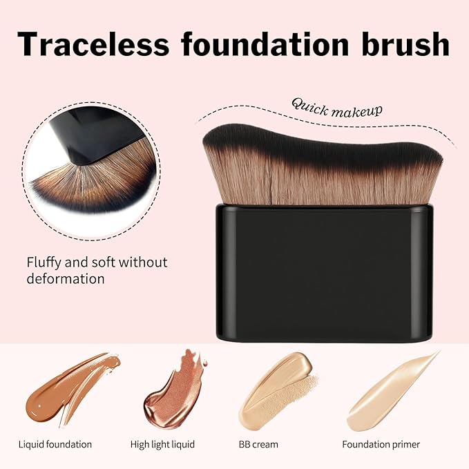 FUNAN Big Self Tanning Blend Brush, Professional Angled Makeup Brush, Foundation Makeup Brush Cream Powder Liquid,Face Neck Body Leg Tanning Makeup Black