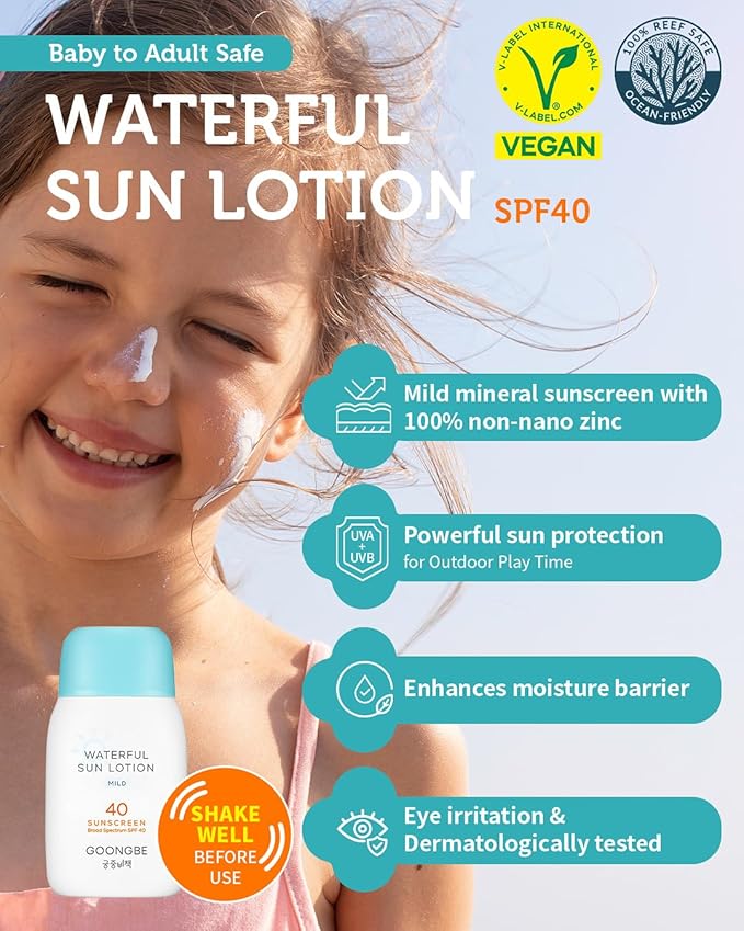 Sun Lotion SPF 40 & Sun Stick SPF 50-100% Zinc Oxide Mineral Sunscreen - No White Cast - Vegan Reef-Safe for Babies Kids Adults - Korean Skincare, 2.82oz & 0.49oz